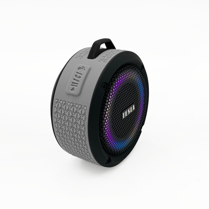 TESLA Electronics - LED RGB Altavoz inalámbrico 5W/1200 mAh/3,7V IPX7 gris