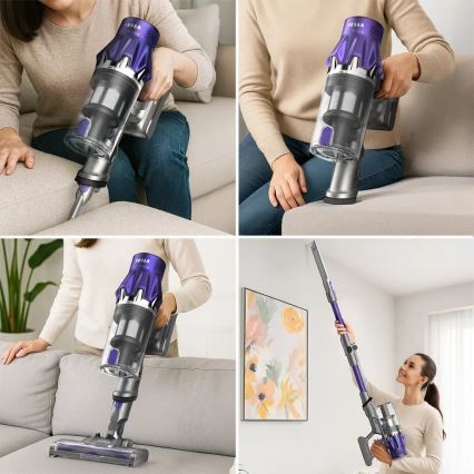 TESLA Electronics PureStar - Aspiradora inalámbrica flexible tipo barra 2 en 1 250W/2200 mAh gris/morado