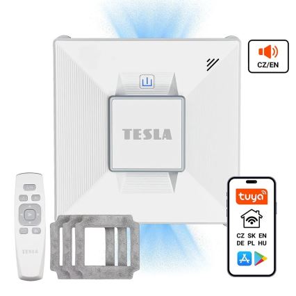 TESLA Electronics RoboStar - Limpiacristales inteligente con pulverizador de agua 72W/230V/650 mAh Wi-Fi + control remoto
