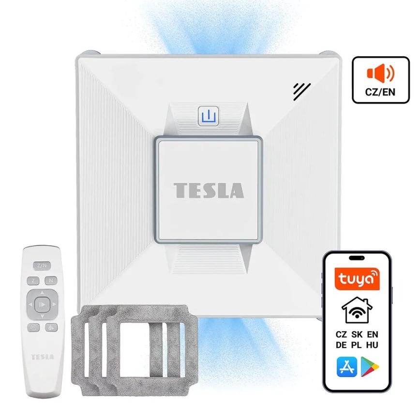 TESLA Electronics RoboStar - Limpiacristales inteligente con pulverizador de agua 72W/230V/650 mAh Wi-Fi + control remoto