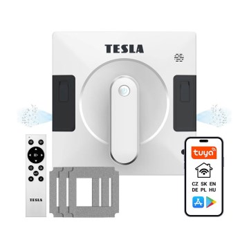 TESLA Electronics RoboStar - Limpiacristales inteligente con doble pulverizador de agua 72 W/230 V/500 mAh Wi-Fi + mando a distancia