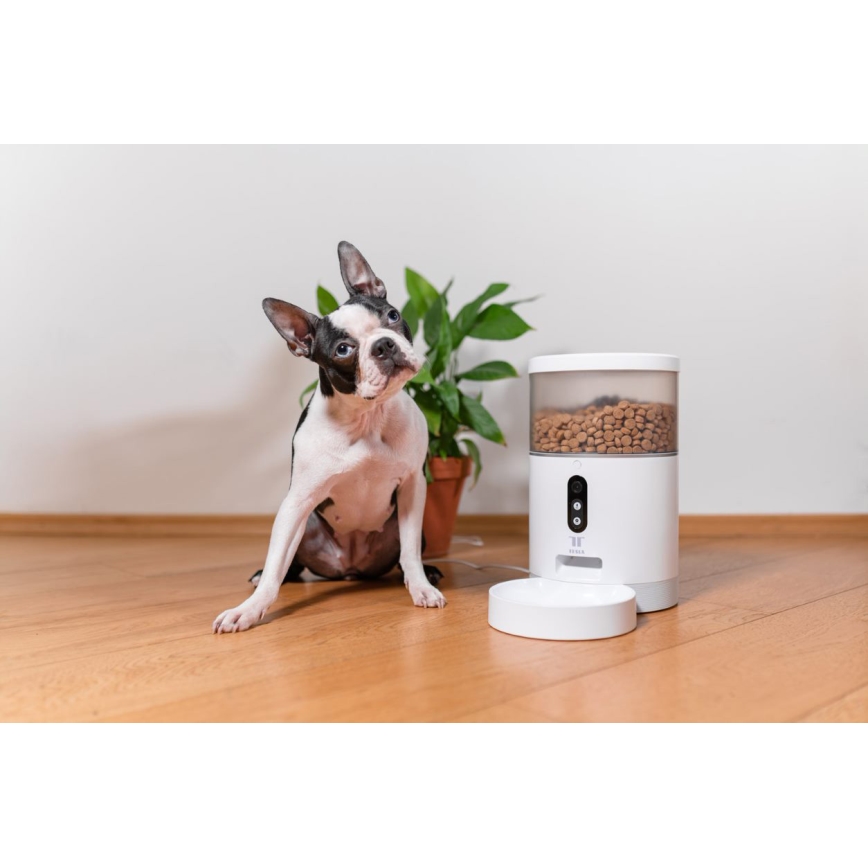TESLA Inteligente - Alimentador automático inteligente con cámara para mascotas 4 l 5V/3xLR20 Wi-Fi