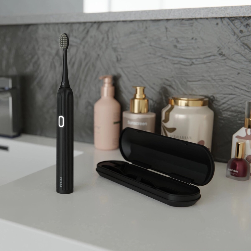 TESLA Smart - Cepillo de dientes sónico inteligente TS200 DELUXE negro