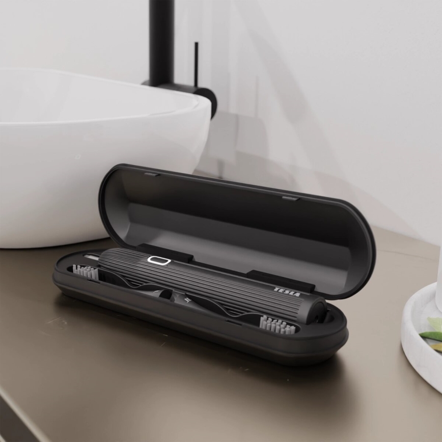 TESLA Smart - Cepillo de dientes sónico inteligente TS200 DELUXE negro