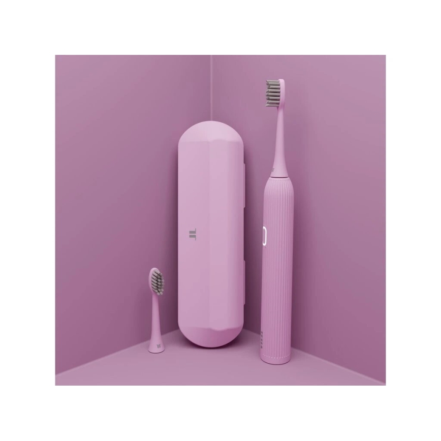 TESLA Smart - Cepillo de dientes sónico inteligente TS200 DELUXE rosa