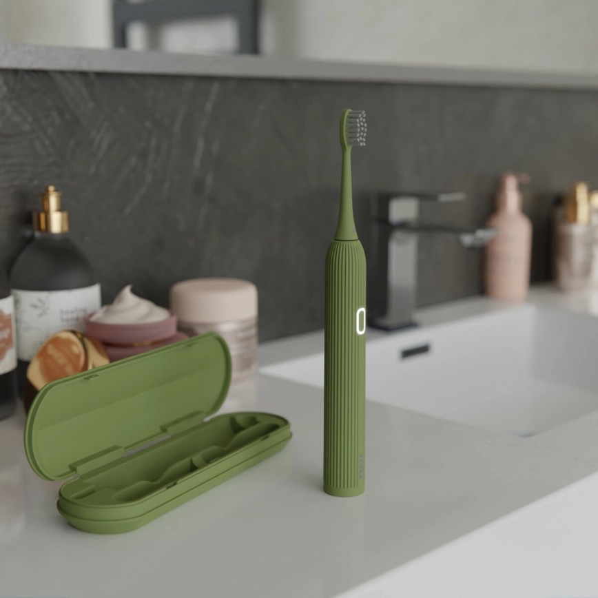 TESLA Smart - Cepillo de dientes sónico inteligente TS200 DELUXE verde