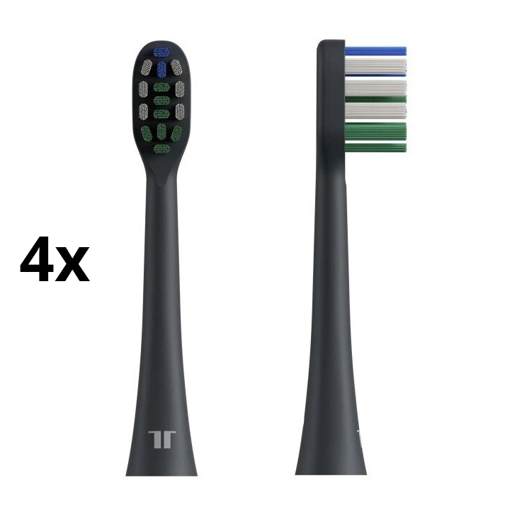 TESLA Smart - SET 4x Cabezal de repuesto para cepillo de dientes sónico TS400 negro