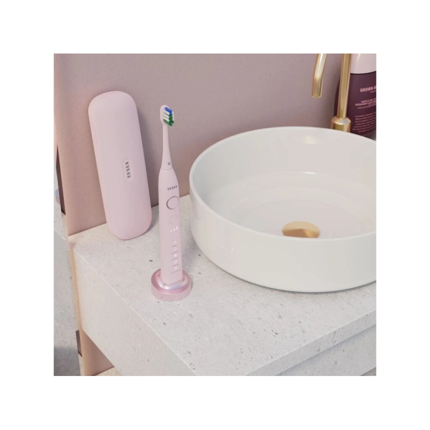 TESLA Smart - SET 4x Cabezal de repuesto para cepillo de dientes sónico TS400 rosa