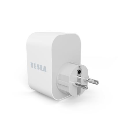TESLA Smart - Toma inteligente 3680W/230V/16A Type F/E 2xUSB-A + 1xUSB-C Wi-Fi