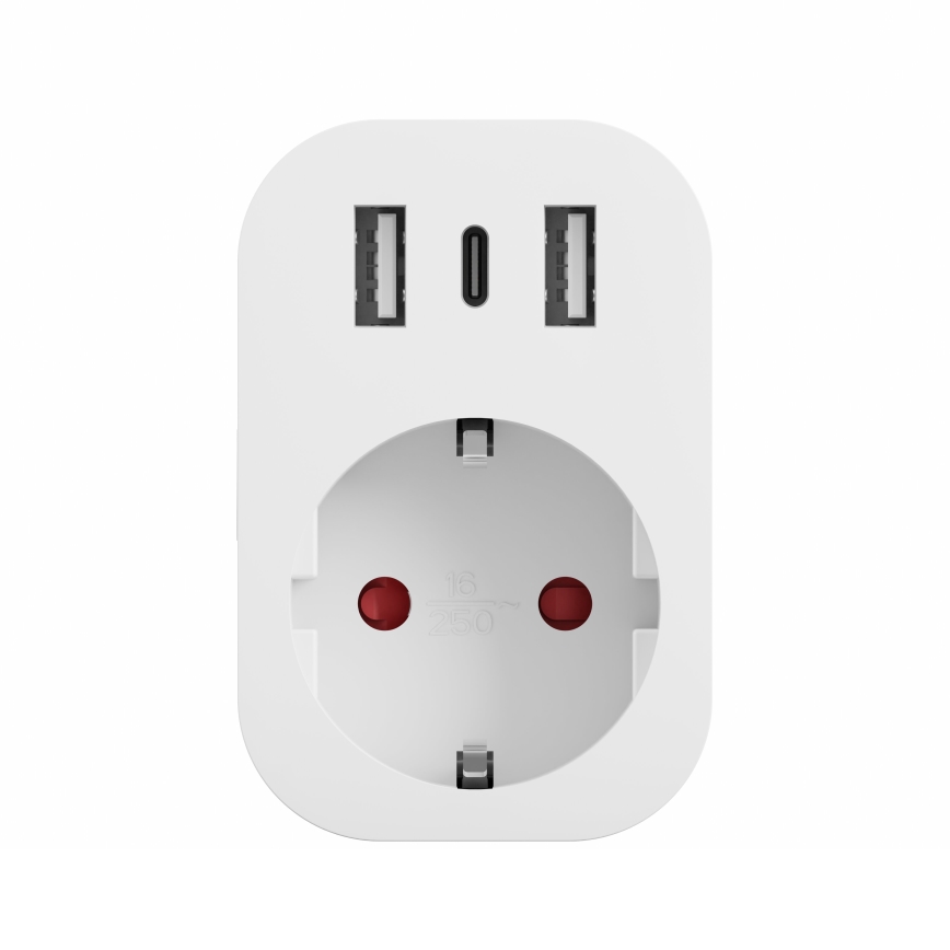TESLA Smart - Toma inteligente 3680W/230V/16A Type F/E 2xUSB-A + 1xUSB-C Wi-Fi