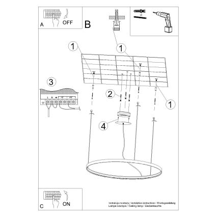 Thoro TH.174 - Lámpara LED colgante RIO LED/50W/230V CRI 90 3000K diá. 78 cm dorado