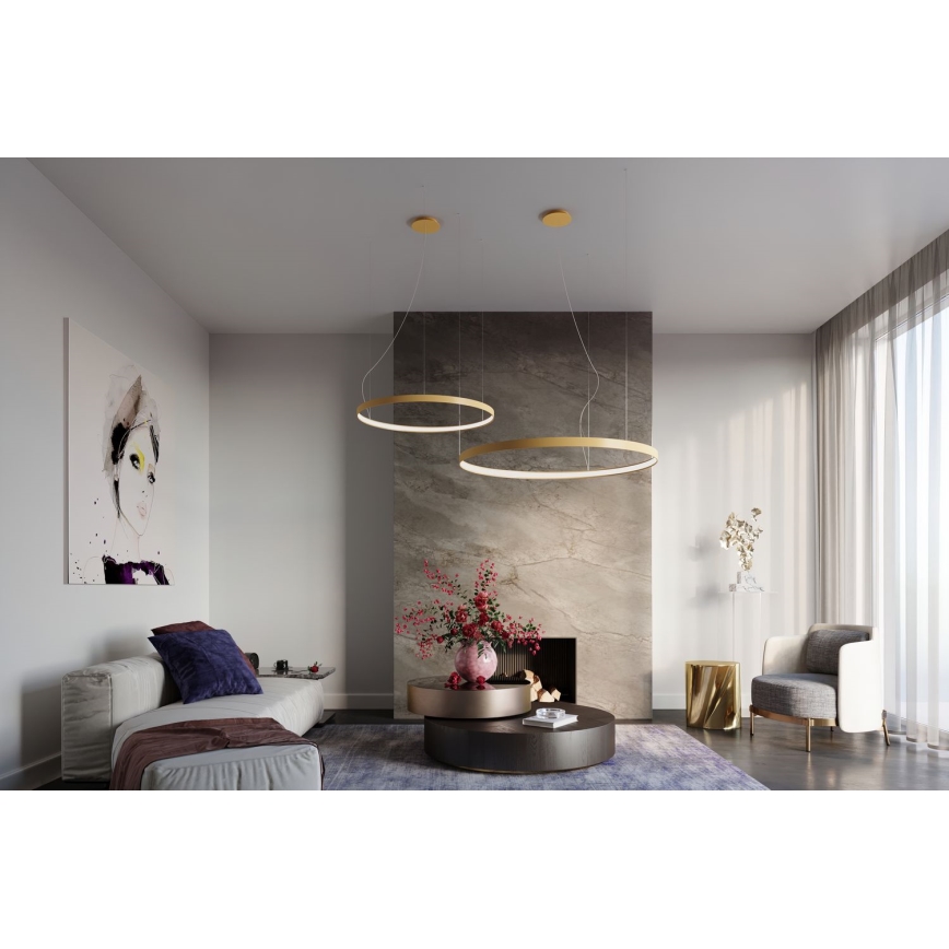 Thoro TH.181 - LED  Lámpara colgante RIO LED /50W/230V CRI 95 4000K diá. 78 cm dorado