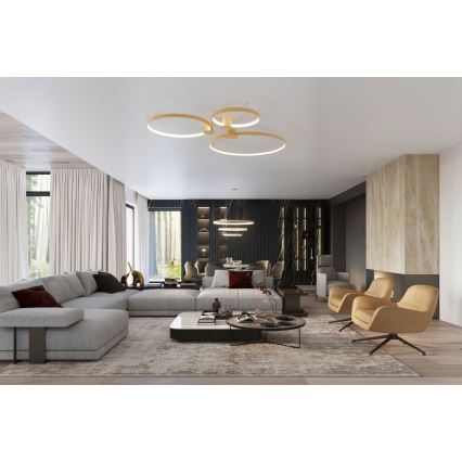 Thoro TH.222 - Plafón LED RIO LED/30W/230V CRI 90 3000K diá. 55 cm dorado