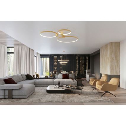 Thoro TH.224 - Plafón LED RIO LED/50W/230V CRI 90 3000K diá. 78 cm dorado