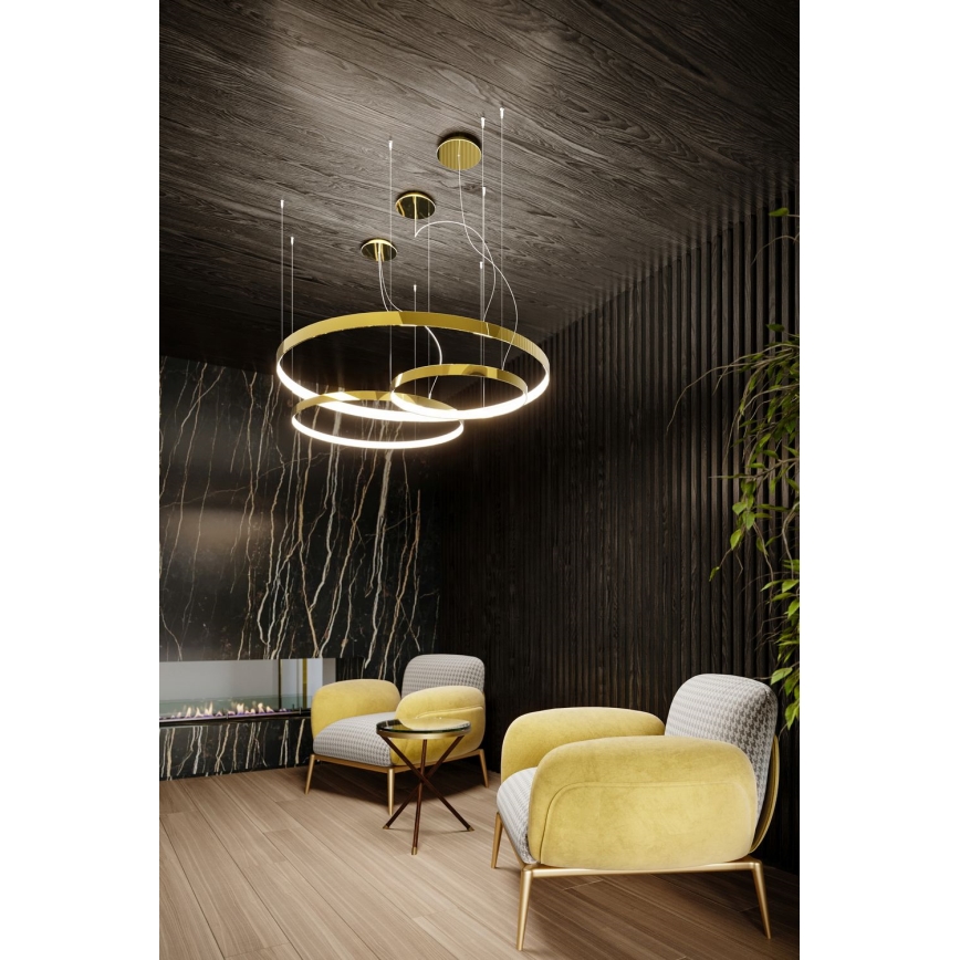 Thoro TH.246 - Lámpara LED colgante RIO LED/50W/230V CRI 90 3000K diá. 78 cm dorado