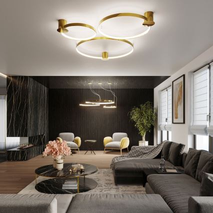 Thoro TH.246 - Lámpara LED colgante RIO LED/50W/230V CRI 90 3000K diá. 78 cm dorado