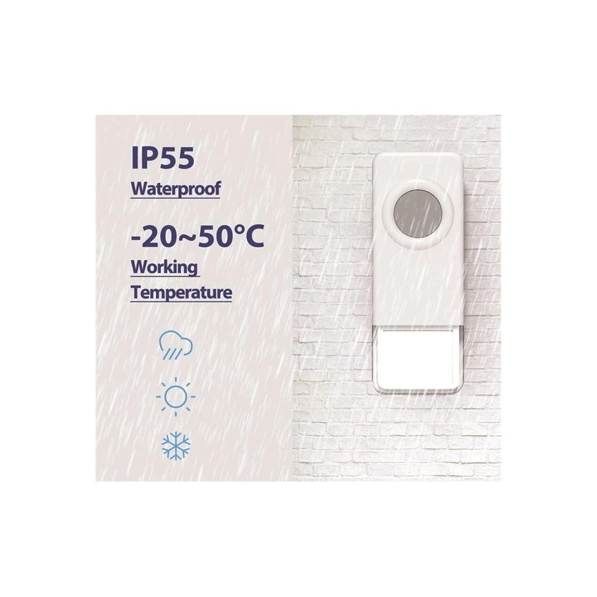 Timbre inalámbrico 3xAAA IP55 negro