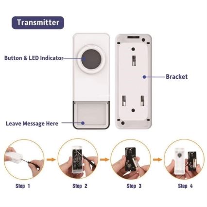 Timbre inalámbrico 3xAAA IP55 negro