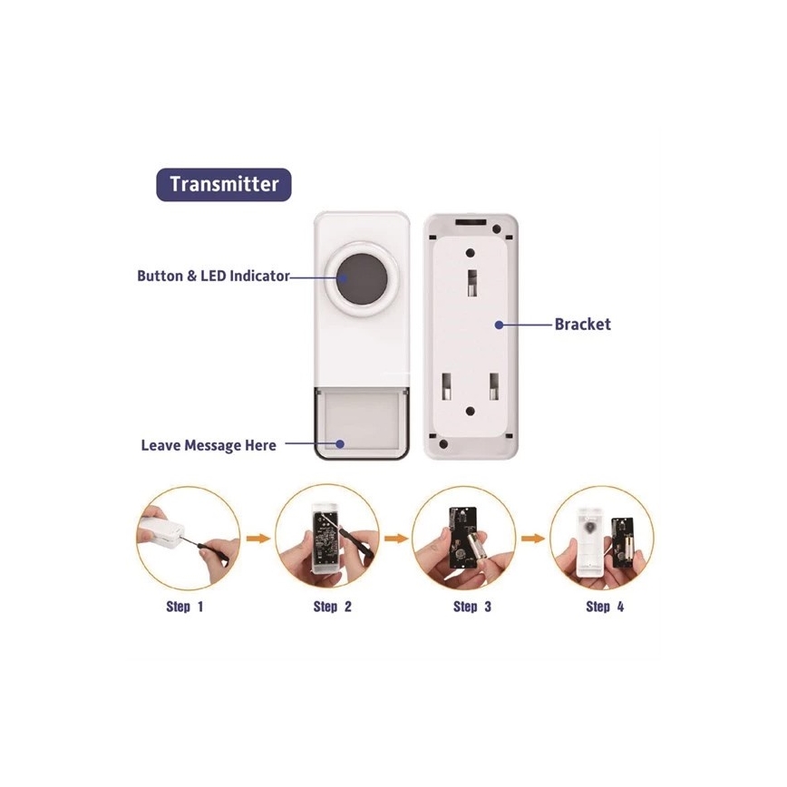 Timbre inalámbrico 3xAAA IP55 negro