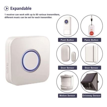 Timbre inalámbrico 3xAAA IP55 negro