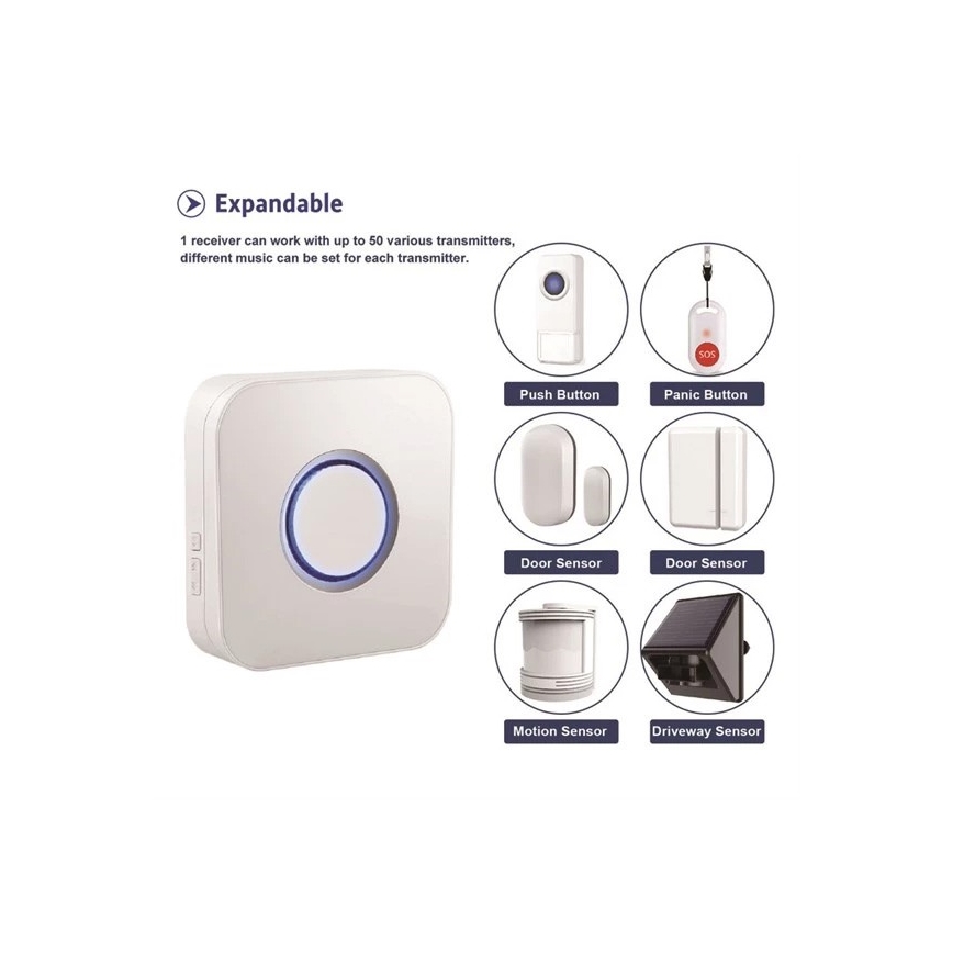 Timbre inalámbrico 3xAAA IP55 negro
