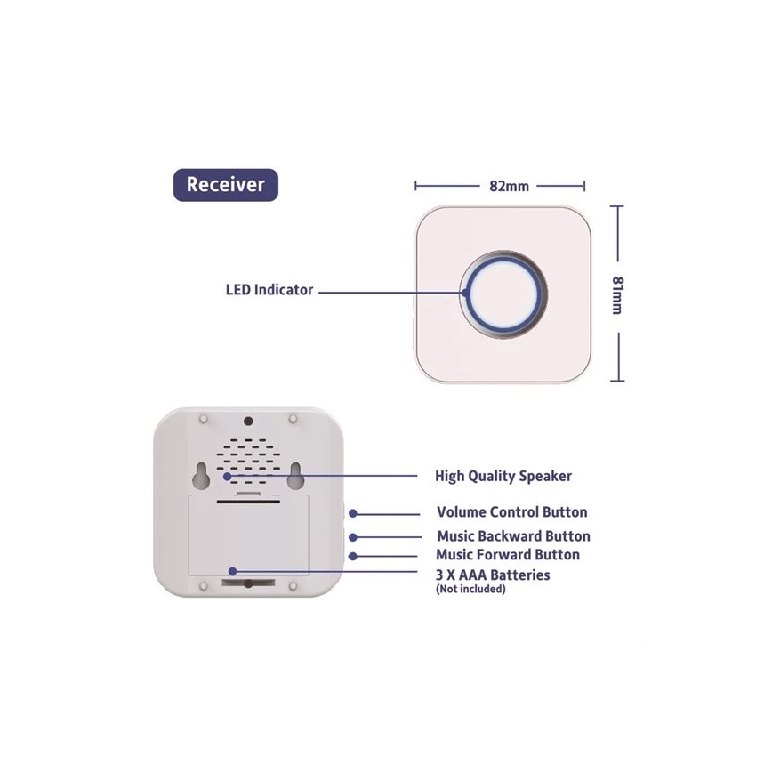 Timbre inalámbrico 3xAAA IP55 negro