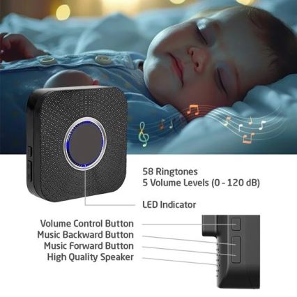 Timbre inalámbrico cinético 230V negro
