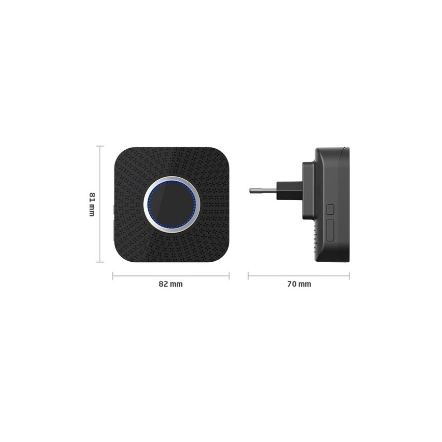 Timbre inalámbrico cinético 230V negro