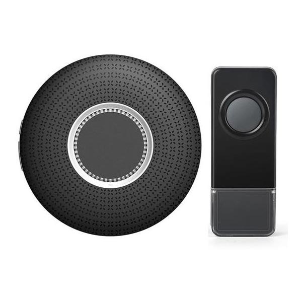 Timbre inalámbrico con enchufe integrado 230V/1xA23 IP55 negro
