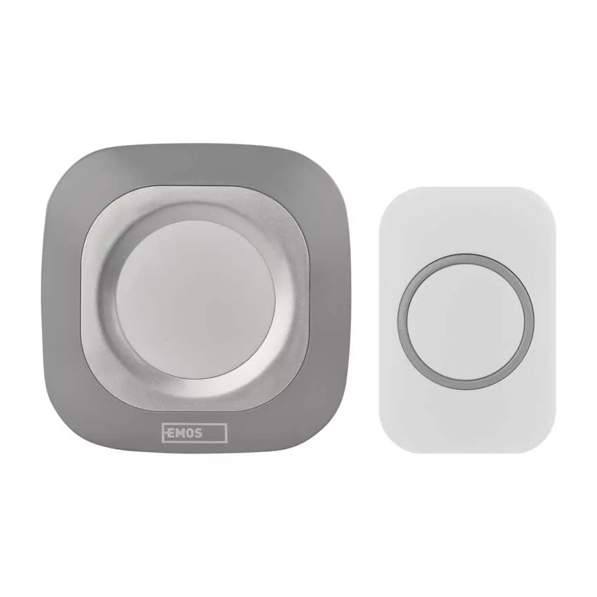 Timbre inalámbrico con enchufe integrado 230V + 1xCR2032 IP44 gris