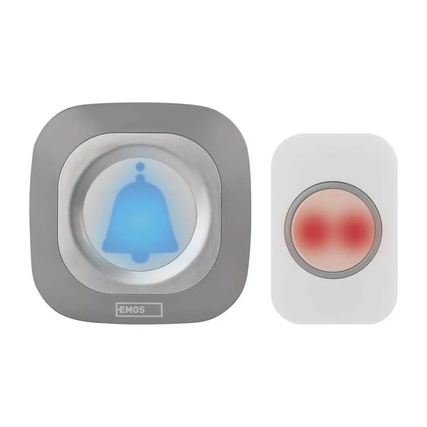 Timbre inalámbrico con enchufe integrado 230V + 1xCR2032 IP44 gris