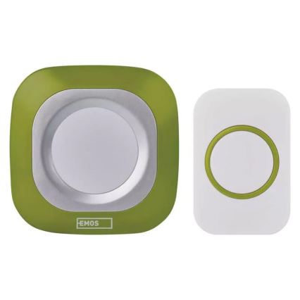 Timbre inalámbrico con enchufe integrado 230V + 1xCR2032 IP44 verde