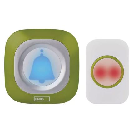 Timbre inalámbrico con enchufe integrado 230V + 1xCR2032 IP44 verde