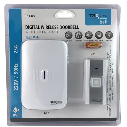 Timbre inalámbrico con enchufe integrado BELL 230V + 1x23A blanco