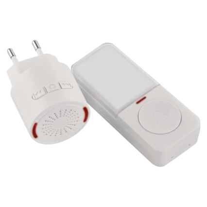 Timbre inalámbrico enchufable 230 V + 1x CR2032, blanco