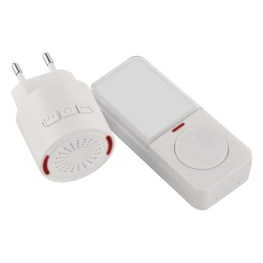 Timbre inalámbrico enchufable 230 V + 1x CR2032, blanco