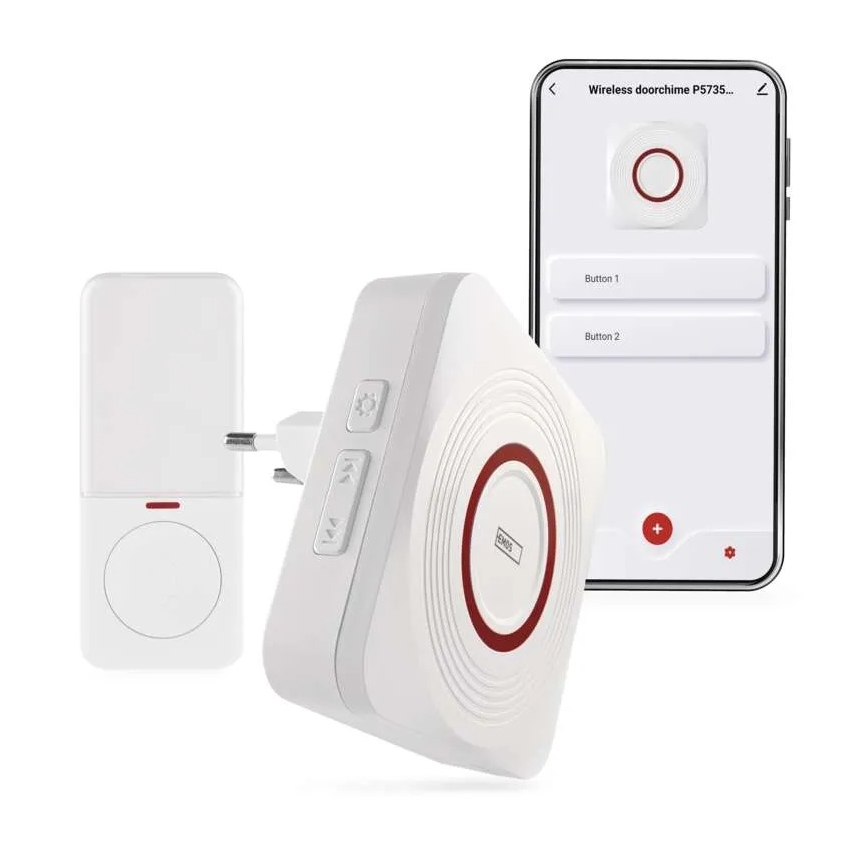 Timbre inalámbrico enchufable GoSmart 230V + 1x CR2032, blanco, Wi-Fi