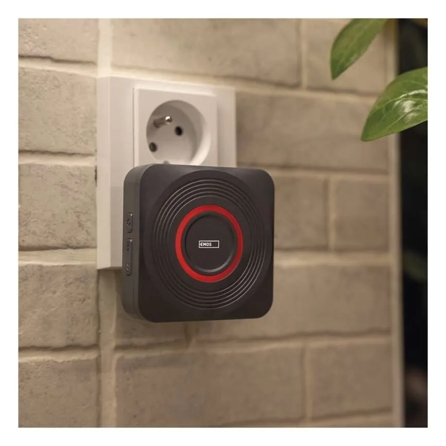 Timbre inalámbrico enchufable GoSmart 230V + 1x CR2032 gris Wi-Fi