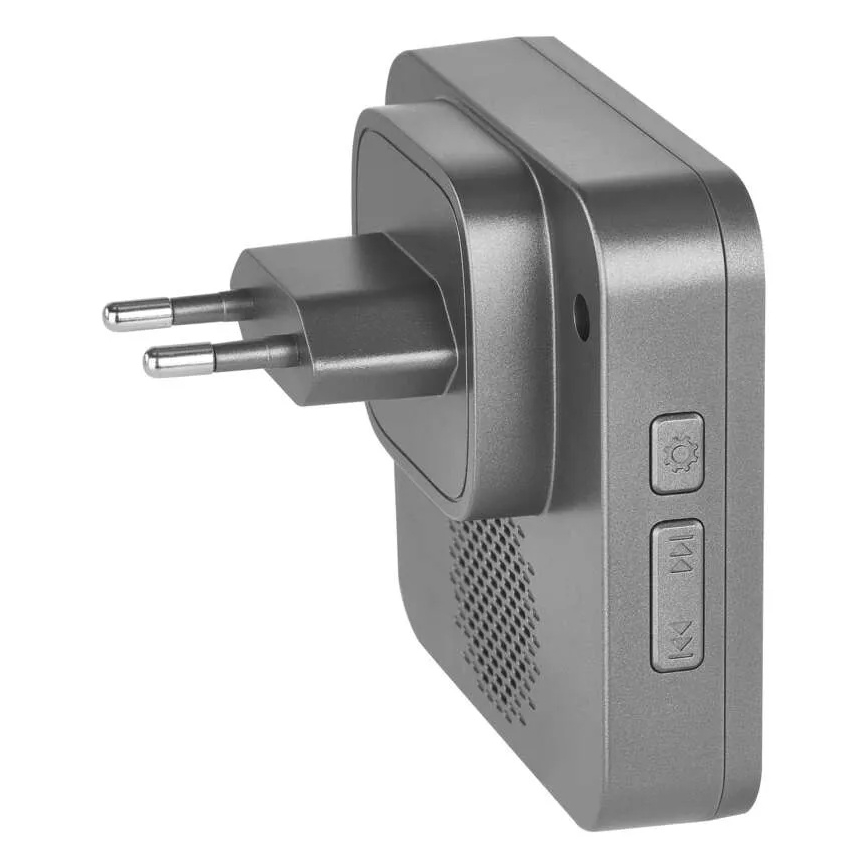 Timbre inalámbrico enchufable GoSmart 230V + 1x CR2032 gris Wi-Fi