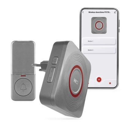 Timbre inalámbrico enchufable GoSmart 230V + 1x CR2032 gris Wi-Fi