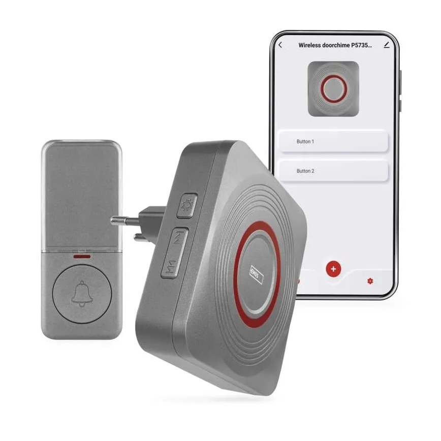 Timbre inalámbrico enchufable GoSmart 230V + 1x CR2032 gris Wi-Fi