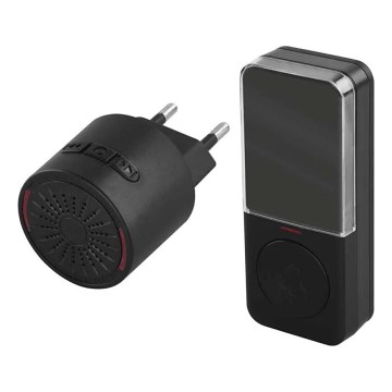 Timbre inalámbrico para enchufe 230V + 1xCR2032 negro