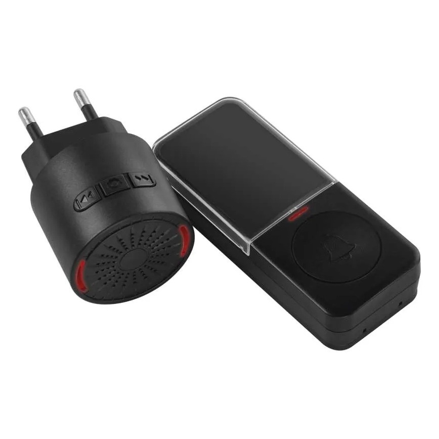 Timbre inalámbrico para enchufe 230V + 1xCR2032 negro