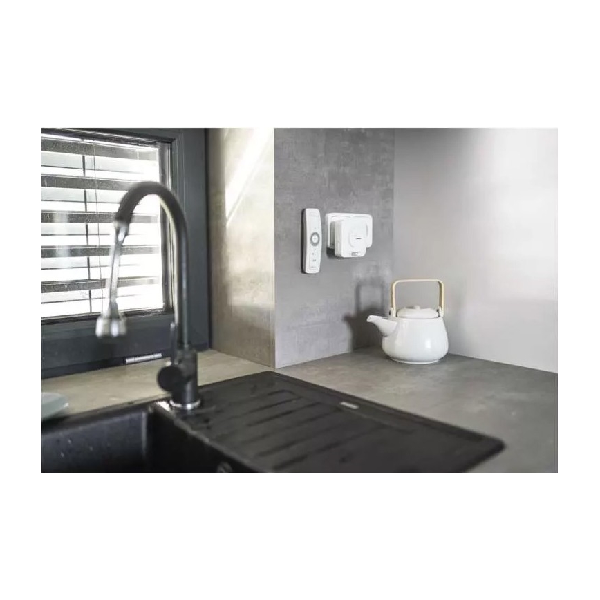Timbre inalámbrico para enchufes 230V IP44 blanco