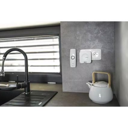 Timbre inalámbrico para enchufes 230V IP44 blanco