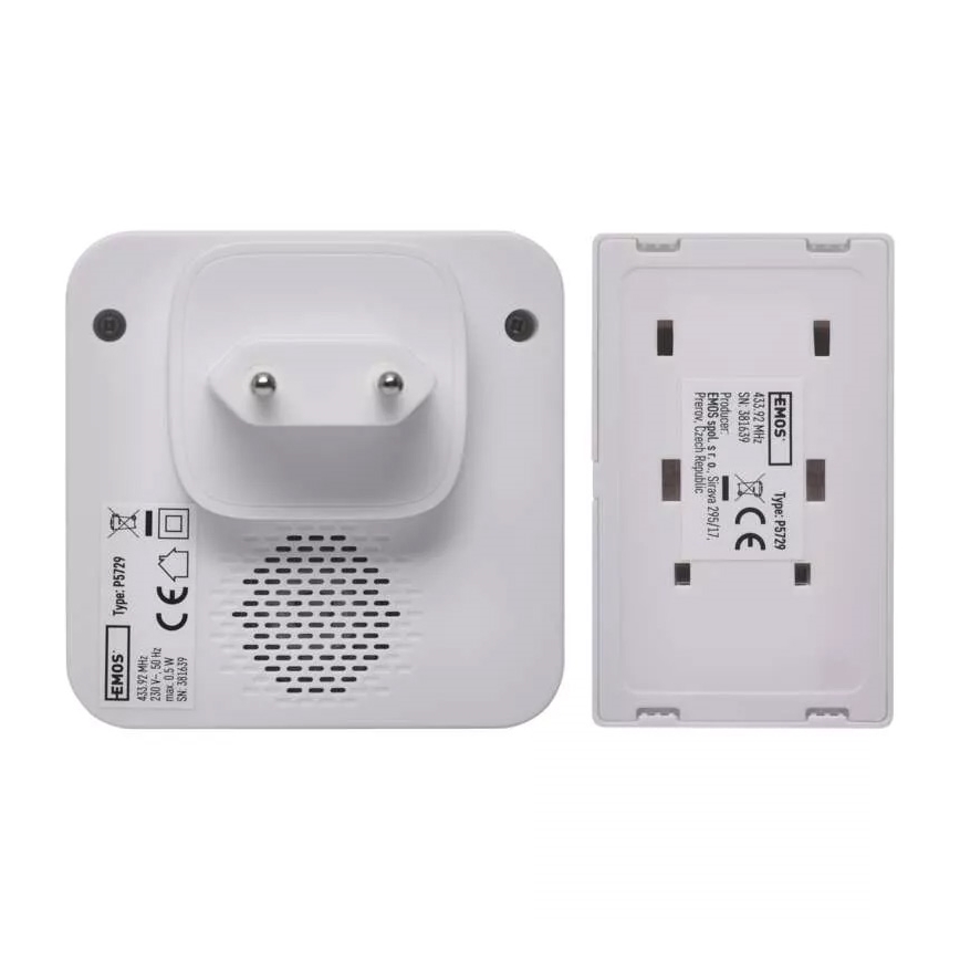 Timbre inalámbrico para enchufes 230V IP44 blanco