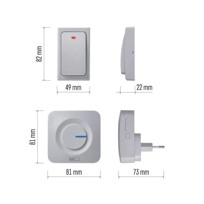Timbre inalámbrico para enchufes 230V IP44 blanco