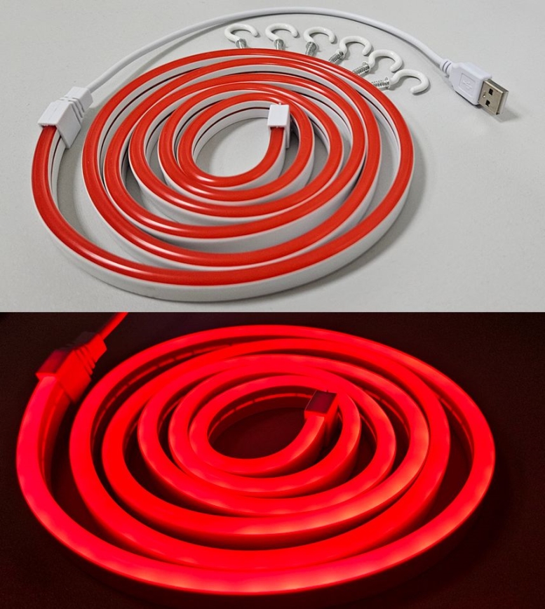 Tira flexible LED NEON LED/5V USB 1,8 m rojo