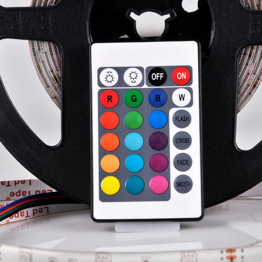 Tira LED RGB regulable 5m LED/18W/12V IP20 + CR