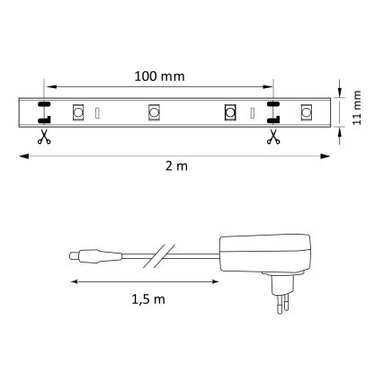 Tira LED RGB regulable MAGIC 2 m LED/12W/230V + mando a distancia